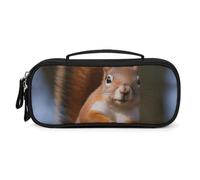 QMNALP Unisex Cute Pencil Case Small Pencil Pouch Large Squirrel Funny Animal Printed Storage Organizer Multipurpose with Easy Grip Handle