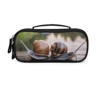 QMNALP Unisex Cute Pencil Case Small Pencil Pouch Large Two Snails on The Bench Printed Storage Organizer Multipurpose with Easy Grip Handle