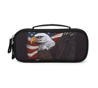 QMNALP Unisex Cute Pencil Case Small Pencil Pouch Large USA Patriotic Eagle Printed Storage Organizer Multipurpose with Easy Grip Handle