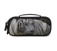 QMNALP Unisex Cute Pencil Case Small Pencil Pouch Large White Bengal Tiger Printed Storage Organizer Multipurpose with Easy Grip Handle