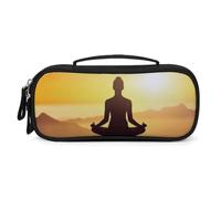 QMNALP Unisex Cute Pencil Case Small Pencil Pouch Large Yoga Meditation Printed Storage Organizer Multipurpose with Easy Grip Handle