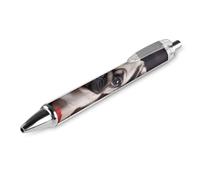 QMNBTES 1 Pack Retractable Black Ballpoint Pens for Smooth Writing 0.5mm Fine Point Fineliner Refillable Quick Dry Gel Ink Puppys Pug Rollerball Pens Comfort Grip for Journaling Note Taking