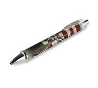 QMNBTES 1 Pack Retractable Black Ballpoint Pens for Smooth Writing 0.5mm Fine Point Fineliner Refillable Quick Dry Gel Ink Americana Flag Deer Rollerball Pens Comfort Grip for Journaling Note Taking