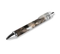 QMNBTES 1 Pack Retractable Black Ballpoint Pens for Smooth Writing 0.5mm Fine Point Fineliner Refillable Quick Dry Gel Ink Wolf In The Snow Rollerball Pens Comfort Grip for Journaling Note Taking