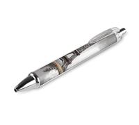 QMNBTES 1 Pack Retractable Black Ballpoint Pens for Smooth Writing 0.5mm Fine Point Fineliner Refillable Quick Dry Gel Ink Paris Eiffel Tower Rollerball Pens Comfort Grip for Journaling Note Taking