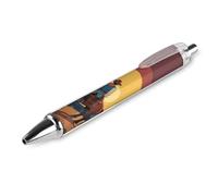 QMNBTES 1 Pack Retractable Black Ballpoint Pens for Smooth Writing 0.5mm Fine Point Fineliner Refillable Quick Dry Gel Ink West Cowboy Rollerball Pens Comfort Grip for Journaling Note Taking