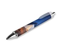 QMNBTES 1 Pack Retractable Black Ballpoint Pens for Smooth Writing 0.5mm Fine Point Fineliner Refillable Quick Dry Gel Ink Starry Campfire Rollerball Pens Comfort Grip for Journaling Note Taking