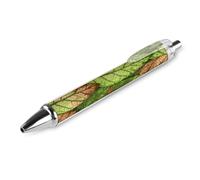 QMNBTES 1 Pack Retractable Black Ballpoint Pens for Smooth Writing 0.5mm Fine Point Fineliner Refillable Quick Dry Gel Ink Leaf Vein Green Rollerball Pens Comfort Grip for Journaling Note Taking