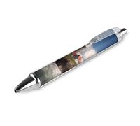 QMNBTES 1 Pack Retractable Black Ballpoint Pens for Smooth Writing 0.5mm Fine Point Fineliner Refillable Quick Dry Gel Ink Sea Lighthouse Rollerball Pens Comfort Grip for Journaling Note Taking