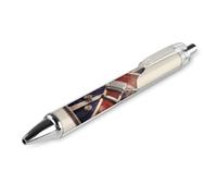 QMNBTES 1 Pack Retractable Black Ballpoint Pens for Smooth Writing 0.5mm Fine Point Fineliner Refillable Quick Dry Gel Ink Guitar British Flag Rollerball Pens Comfort Grip for Journaling Note Taking
