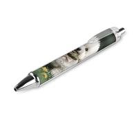 QMNBTES 1 Pack Retractable Black Ballpoint Pens for Smooth Writing 0.5mm Fine Point Fineliner Refillable Quick Dry Gel Ink Bichon Frise Dog Rollerball Pens Comfort Grip for Journaling Note Taking
