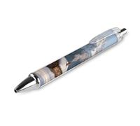 QMNBTES 1 Pack Retractable Black Ballpoint Pens for Smooth Writing 0.5mm Fine Point Fineliner Refillable Quick Dry Gel Ink Snowy Cabin Smoke Rollerball Pens Comfort Grip for Journaling Note Taking