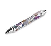 QMNBTES 1 Pack Retractable Black Ballpoint Pens for Smooth Writing 0.5mm Fine Point Fineliner Refillable Quick Dry Gel Ink Geodes And Rocks Rollerball Pens Comfort Grip for Journaling Note Taking