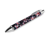 QMNBTES 1 Pack Retractable Black Ballpoint Pens for Smooth Writing 0.5mm Fine Point Fineliner Refillable Quick Dry Gel Ink British Flag Rollerball Pens Comfort Grip for Journaling Note Taking