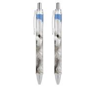 QMNBTES 2 Pack Retractable Black Ballpoint Pens for Smooth Writing 0.5mm Fine Point Fineliner Refillable Quick Dry Gel Ink Bichon Frise Dog Rollerball Pens Comfort Grip for Journaling Note Taking