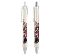 QMNBTES 2 Pack Retractable Black Ballpoint Pens for Smooth Writing 0.5mm Fine Point Fineliner Refillable Quick Dry Gel Ink Guitar British Flag Rollerball Pens Comfort Grip for Journaling Note Taking