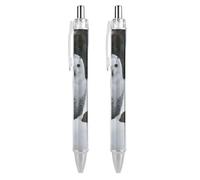 QMNBTES 2 Pack Retractable Black Ballpoint Pens for Smooth Writing 0.5mm Fine Point Fineliner Refillable Quick Dry Gel Ink Snow Owl Rollerball Pens Comfort Grip for Journaling Note Taking
