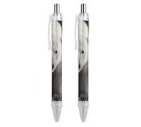QMNBTES 2 Pack Retractable Black Ballpoint Pens for Smooth Writing 0.5mm Fine Point Fineliner Refillable Quick Dry Gel Ink Polar Bear Rollerball Pens Comfort Grip for Journaling Note Taking