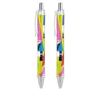 QMNBTES 2 Pack Retractable Black Ballpoint Pens for Smooth Writing 0.5mm Fine Point Fineliner Refillable Quick Dry Gel Ink Colorful Gnomes Rollerball Pens Comfort Grip for Journaling Note Taking