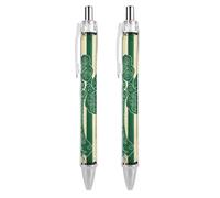 QMNBTES 2 Pack Retractable Black Ballpoint Pens for Smooth Writing 0.5mm Fine Point Fineliner Refillable Quick Dry Gel Ink Irish Flag Rollerball Pens Comfort Grip for Journaling Note Taking