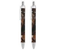 QMNBTES 2 Pack Retractable Black Ballpoint Pens for Smooth Writing 0.5mm Fine Point Fineliner Refillable Quick Dry Gel Ink Dachshund Dog Rollerball Pens Comfort Grip for Journaling Note Taking