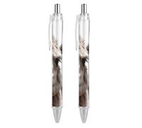 QMNBTES 2 Pack Retractable Black Ballpoint Pens for Smooth Writing 0.5mm Fine Point Fineliner Refillable Quick Dry Gel Ink Funny Alpaca Llama Rollerball Pens Comfort Grip for Journaling Note Taking
