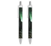 QMNBTES 2 Pack Retractable Black Ballpoint Pens for Smooth Writing 0.5mm Fine Point Fineliner Refillable Quick Dry Gel Ink Hacker Attack Rollerball Pens Comfort Grip for Journaling Note Taking