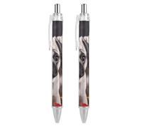 QMNBTES 2 Pack Retractable Black Ballpoint Pens for Smooth Writing 0.5mm Fine Point Fineliner Refillable Quick Dry Gel Ink Puppys Pug Rollerball Pens Comfort Grip for Journaling Note Taking