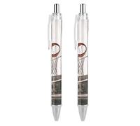 QMNBTES 2 Pack Retractable Black Ballpoint Pens for Smooth Writing 0.5mm Fine Point Fineliner Refillable Quick Dry Gel Ink Basketball Shot Rollerball Pens Comfort Grip for Journaling Note Taking