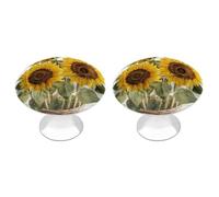 QMNBTES 2 PCS Kitchen Alluring Sunflowers Summer Cabinet Knobs, Stainless Steel Furniture Knob Pulls Handles Decorative, Vintage Knobs for Dresser/Drawers/Bathroom/Closet Door/Bifold Door/Cupboard