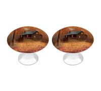 QMNBTES 2 PCS Kitchen Autumn Woods Cabin Cabinet Knobs, Stainless Steel Furniture Knob Pulls Handles Decorative, Vintage Knobs for Dresser/Drawers/Bathroom/Closet Door/Bifold Door/Cupboard