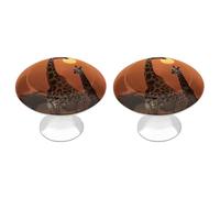 QMNBTES 2 PCS Kitchen Giraffe at Sunset Cabinet Knobs, Stainless Steel Furniture Knob Pulls Handles Decorative, Vintage Knobs for Dresser/Drawers/Bathroom/Closet Door/Bifold Door/Cupboard