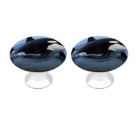 QMNBTES 2 PCS Kitchen Killer Whale Cabinet Knobs, Stainless Steel Furniture Knob Pulls Handles Decorative, Vintage Knobs for Dresser/Drawers/Bathroom/Closet Door/Bifold Door/Cupboard