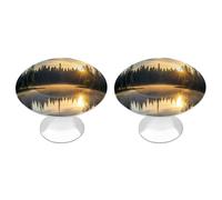 QMNBTES 2 PCS Kitchen Sunrise on The Lake Cabinet Knobs, Stainless Steel Furniture Knob Pulls Handles Decorative, Vintage Knobs for Dresser/Drawers/Bathroom/Closet Door/Bifold Door/Cupboard