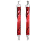 QMNBTES 2 PCS Pack Retractable Black Ballpoint Pens for Smooth Writing 0.5mm Fine Point Fineliner Refillable Quick Dry Gel Ink Hearts Love Rollerball Pens Comfort Grip for Journaling Note Taking