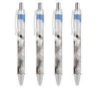 QMNBTES 4 Pack Retractable Black Ballpoint Pens for Smooth Writing 0.5mm Fine Point Fineliner Refillable Quick Dry Gel Ink Bichon Frise Dog Rollerball Pens Comfort Grip for Journaling Note Taking