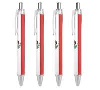 QMNBTES 4 Pack Retractable Black Ballpoint Pens for Smooth Writing 0.5mm Fine Point Fineliner Refillable Quick Dry Gel Ink Flag of Mexico Rollerball Pens Comfort Grip for Journaling Note Taking