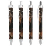 QMNBTES 4 Pack Retractable Black Ballpoint Pens for Smooth Writing 0.5mm Fine Point Fineliner Refillable Quick Dry Gel Ink Dachshund Dog Rollerball Pens Comfort Grip for Journaling Note Taking