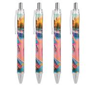 QMNBTES 4 Pack Retractable Black Ballpoint Pens for Smooth Writing 0.5mm Fine Point Fineliner Refillable Quick Dry Gel Ink Skate Park Graffiti Rollerball Pens Comfort Grip for Journaling Note Taking