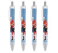 QMNBTES 4 Pack Retractable Black Ballpoint Pens for Smooth Writing 0.5mm Fine Point Fineliner Refillable Quick Dry Gel Ink Ice Hockey Player Rollerball Pens Comfort Grip for Journaling Note Taking