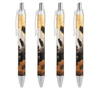 QMNBTES 4 Pack Retractable Black Ballpoint Pens for Smooth Writing 0.5mm Fine Point Fineliner Refillable Quick Dry Gel Ink Panda And Sunflower Rollerball Pens Comfort Grip for Journaling Note Taking