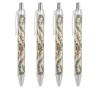 QMNBTES 4 Pack Retractable Black Ballpoint Pens for Smooth Writing 0.5mm Fine Point Fineliner Refillable Quick Dry Gel Ink French Country Style Rollerball Pens Comfort Grip for Journaling Note Taking