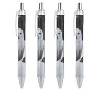 QMNBTES 4 Pack Retractable Black Ballpoint Pens for Smooth Writing 0.5mm Fine Point Fineliner Refillable Quick Dry Gel Ink Snow Owl Rollerball Pens Comfort Grip for Journaling Note Taking