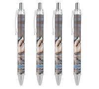 QMNBTES 4 Pack Retractable Black Ballpoint Pens for Smooth Writing 0.5mm Fine Point Fineliner Refillable Quick Dry Gel Ink Mallard Duck Rollerball Pens Comfort Grip for Journaling Note Taking