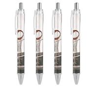 QMNBTES 4 Pack Retractable Black Ballpoint Pens for Smooth Writing 0.5mm Fine Point Fineliner Refillable Quick Dry Gel Ink Basketball Shot Rollerball Pens Comfort Grip for Journaling Note Taking