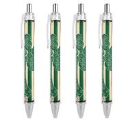 QMNBTES 4 Pack Retractable Black Ballpoint Pens for Smooth Writing 0.5mm Fine Point Fineliner Refillable Quick Dry Gel Ink Irish Flag Rollerball Pens Comfort Grip for Journaling Note Taking