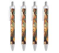 QMNBTES 4 PCS Pack Retractable Black Ballpoint Pens for Smooth Writing 0.5mm Fine Point Fineliner Refillable Quick Dry Gel Ink Different Faces Rollerball Pens Comfort Grip for Journaling Note Taking