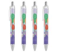 QMNBTES 4 PCS Pack Retractable Black Ballpoint Pens for Smooth Writing 0.5mm Fine Point Fineliner Refillable Quick Dry Gel Ink Trees And Rocks Rollerball Pens Comfort Grip for Journaling Note Taking