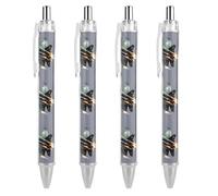 QMNBTES 4 PCS Pack Retractable Black Ballpoint Pens for Smooth Writing 0.5mm Fine Point Fineliner Refillable Quick Dry Gel Ink Jet Fighter Rollerball Pens Comfort Grip for Journaling Note Taking