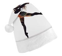 QMNBTES A Dancer Santa Hat Stretchable Xmas Hat with Plush Pom Pom for Christmas Party Family Matching Holiday Photos